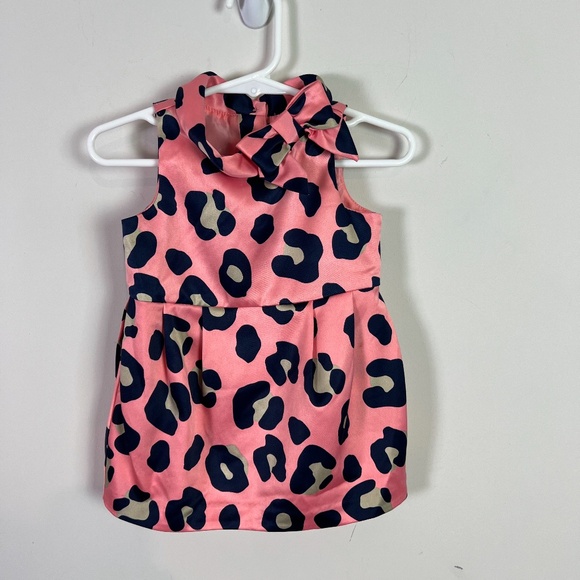 Janie and Jack Pink Leopard Sleeveless Bow Dress